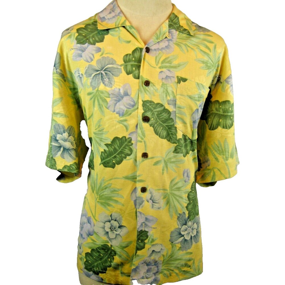 Mens Bermuda Bay 100% Silk SS Hawaiian Aloha Island Casual Shirt sz XL/EG